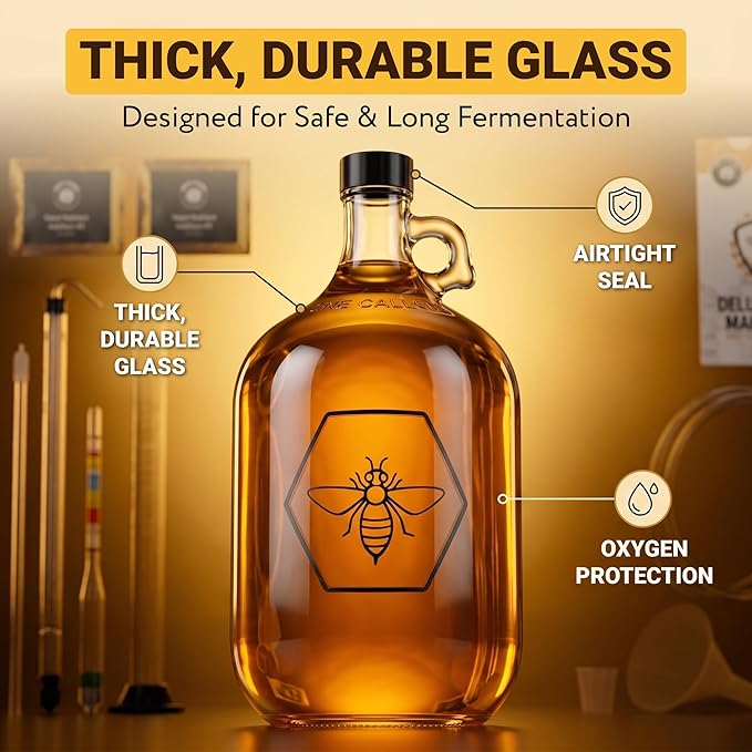 Complete Mead Making Kit for Beginners with Premium Yeast and Ingredients – Home Brewing Starter Kit – Includes 1 Gallon Carboy - Alcohol Hydrometer – Auto Siphon – Airlock - How to Guide
