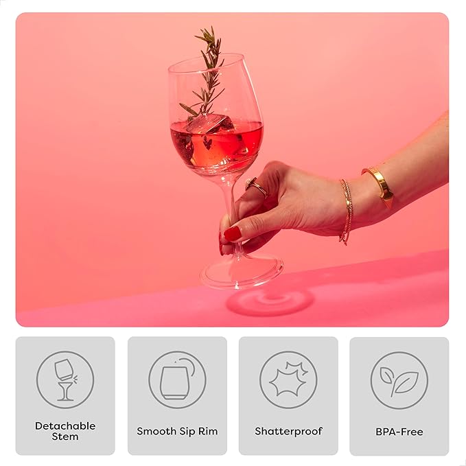 TOSSWARE POP 14oz Stemmed Vino SET OF 12, Premium Quality, Recyclable, Unbreakable & Crystal Clear Plastic Wine Glasses, 12 Count (Pack of 1)