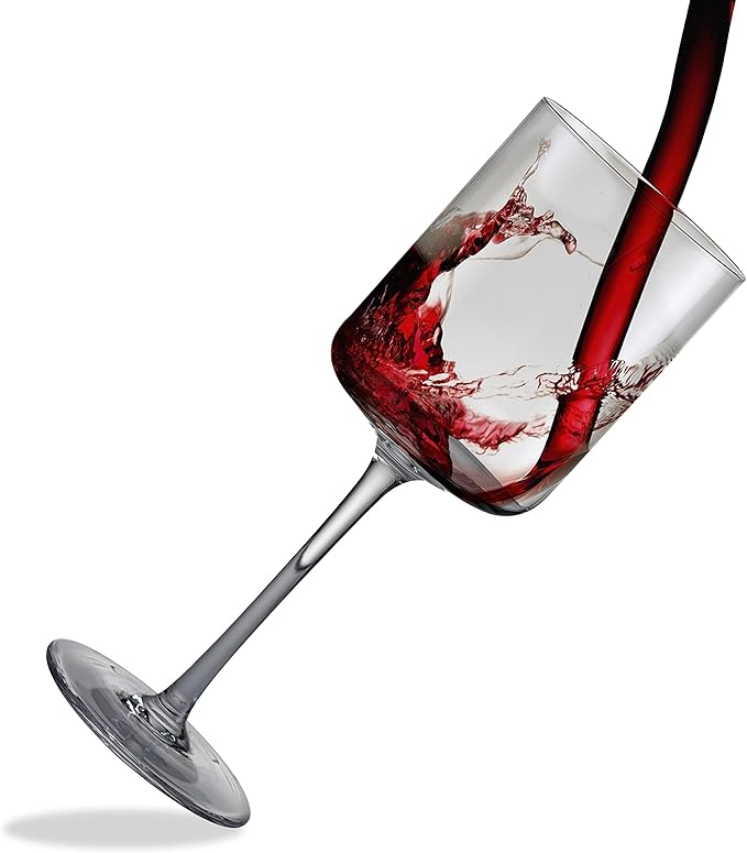 LEMONSODA Wine Glasses - Elegant Crystal Straight Edge Design - Enjoy Red or White Wine + Cocktails - 450ml (15oz) Lead-Free - Beautiful Gift (Set of 24) [2050]