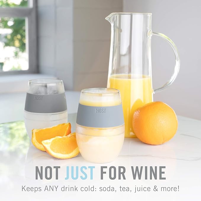 HOST Wine Freeze Cooling Cup, Plastic Double Wall Insulated Freezable Drink Chilling Tumbler with Freezing Gel Wine Glasses for Red and White Wine, Set of 1, 8.5 oz, Ice