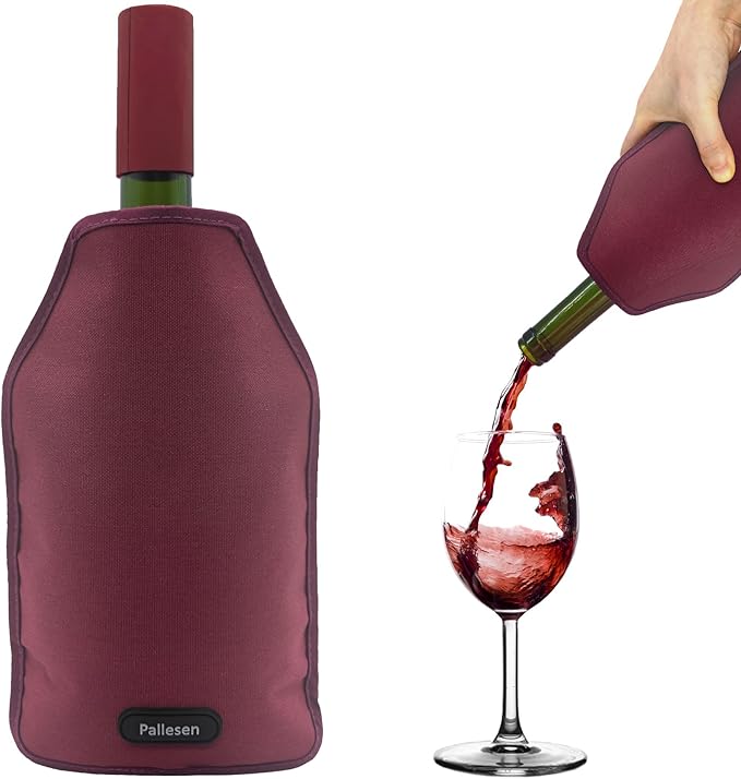 Pallesen Portable Wine Cooler Sleeve Reusable Wine Bottle Chiller Flexible Wine Ice Bag Keep Wine Cool and Refreshing for 750ml Standard Size Bottles Red Wine, White Wine & Champagne (Burgundy)