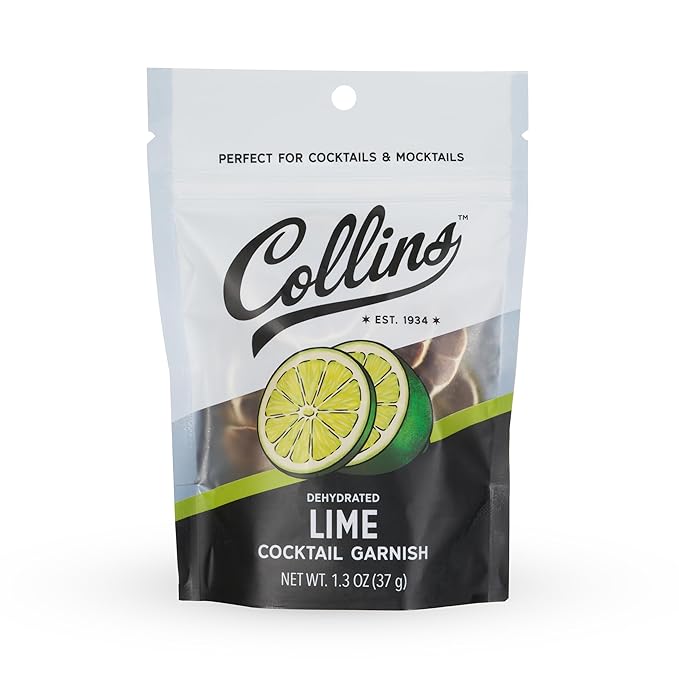 Collins Dehydrated Lime Cocktail Garnish Slices, 1.3 oz, Ideal for Margaritas, Mojitos, Mocktails, Desserts & More – Premium Drink & Food Garnish – 1.3 oz