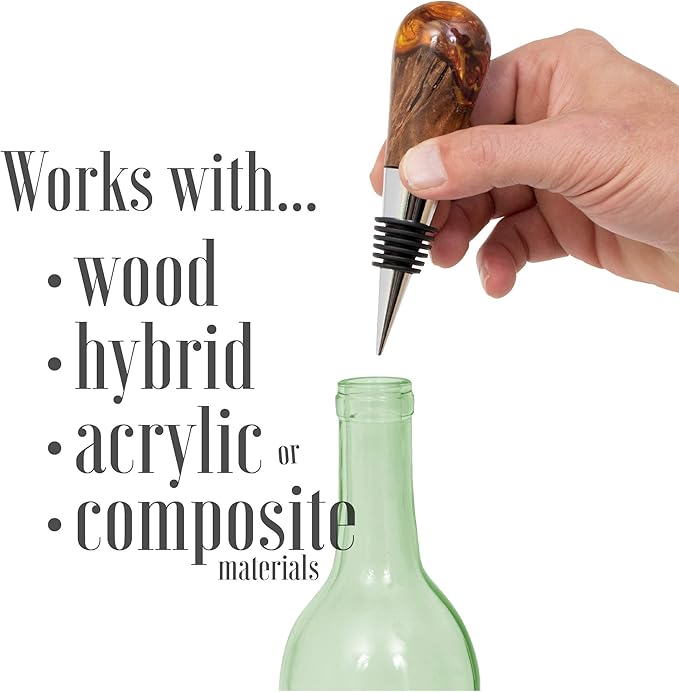 Savannah Classic Chrome Style Bottle Stopper with 3/8" x 16 tpi Threaded Post For Attaching Hand Made or Lathe Turned Handles (10 Chrome Stoppers)