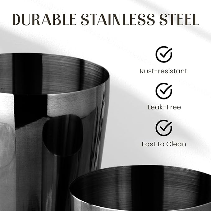 Mixology & Craft Boston Shaker Set with Weighted Martini Shakers | Cocktail Shaker Set Includes Strainer and Japanese Jigger | Great Gift Bar Set with Exclusive Recipe Cards | Leak-Proof (Gun-Metal)