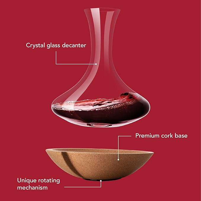 Vacu Vin Swirling Wine Decanter – Rotating Wine Aerator Carafe with Swirl Base – Enhances Flavor & Aroma – Elegant Glass Design – 750ml Capacity – Unique Wine Accessory for Entertaining