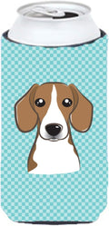 Caroline's Treasures BB1177TBC Checkerboard Blue Beagle Tall Boy Hugger Can Cooler Sleeve Hugger Machine Washable Drink Sleeve Hugger Collapsible Insulator Beverage Insulated Holder