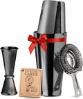 Mixology & Craft Boston Shaker Set with Weighted Martini Shakers | Cocktail Shaker Set Includes Strainer and Japanese Jigger | Great Gift Bar Set with Exclusive Recipe Cards | Leak-Proof (Gun-Metal)