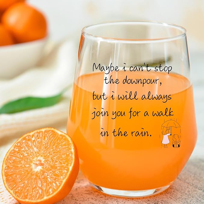 Friend Gifts for Women,Maybe I Can't Stop the Downpour,Get Well Self Care Inspirational Gifts for Friends,Sister,15 Oz Wine Glass