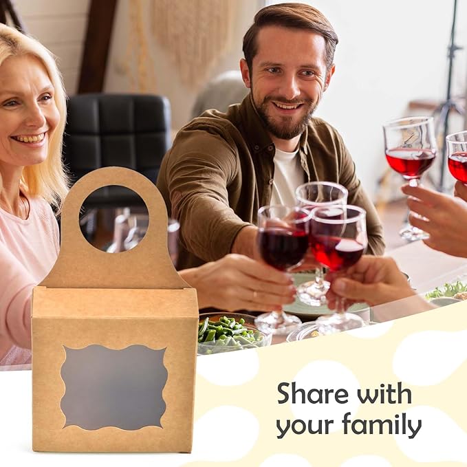Sankoly 10 Pieces Wine Bottle Box with Window Paper Wine Gift Box with Bow Tie Mini Gift Boxes Bottle Hanger Favor Box for for Holding Candy Chocolate Cookies Mini Gift (Brown)