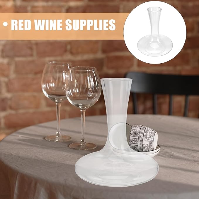 Handheld Glass Wine Decanter with Handle, Fast Pouring Crystal Red Wine Aerator for Home Bar and Dining, Creative Simple Design Beverage Serveware