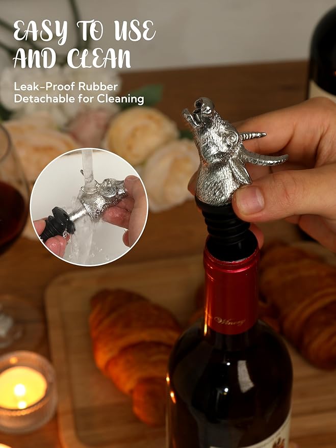 Wine Pourer for Wine Bottles, Stainless Steel Animal Bar Liquor Bottle Pourer Liquor Pour Spout for Liquor Bottles, Speed Pourer Wine Areator Spout Bottle Pourer for Alcohol (Bull)