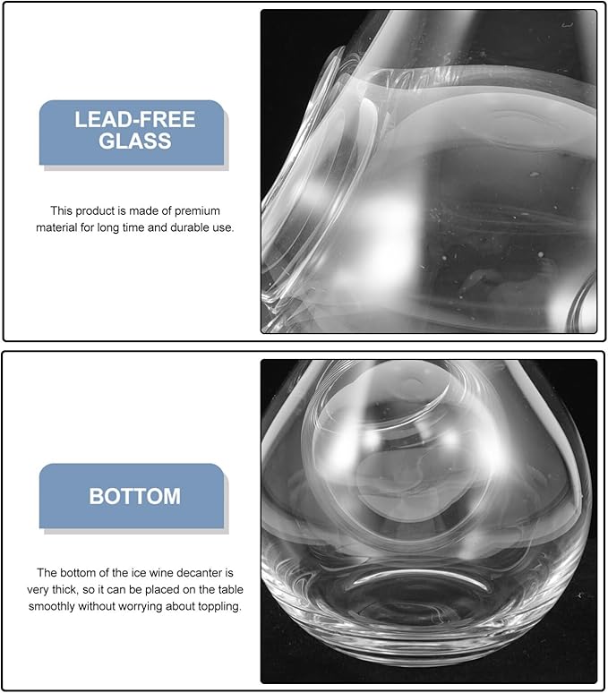 385ml Wine Decanter Ice Bottle, 100% - Crystal Glass, Beveled Mouth Wine Decanter, Wine Pourer for Home/Wall/Room Decor