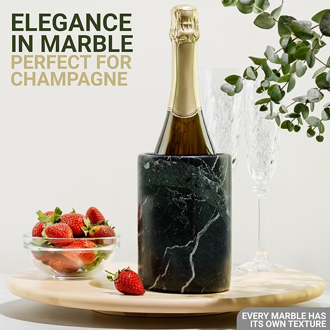 Marble Wine Chiller Tabletop Brown 6.5" Inch Handmade Wine Cooler - Home And Kitchen Decoration - Champagne Cooler Best For Utensil, Vase And Stationery Holders, Burma Teak