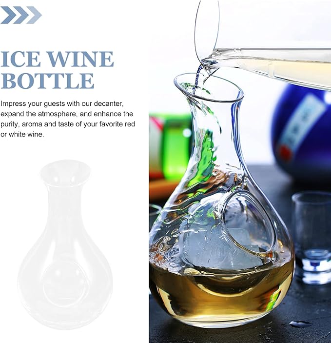 385ml Wine Decanter Ice Bottle, 100% - Crystal Glass, Beveled Mouth Wine Decanter, Wine Pourer for Home/Wall/Room Decor