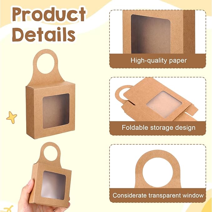 Qulkws 15 Pcs Wine Bottle Hanging Gift Box with Window Handles Foldable Packaging Bags Wine Accessory Sets for Empty Bottles Decorations Weddings Holidays(3.5x3.5x1.2 Inches)