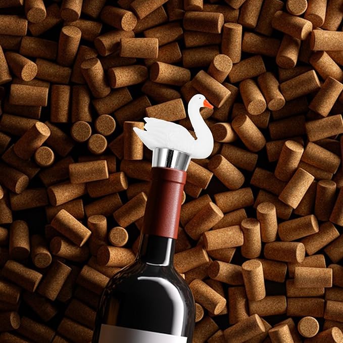 TOYANDONA Elegant Bird Bottle Stopper Resin Sealer with 6-ring Cork Seal, Reusable Wine Vacuum Pump Accessory for Bar, Holiday Party, Wedding, and Beverage Preservation