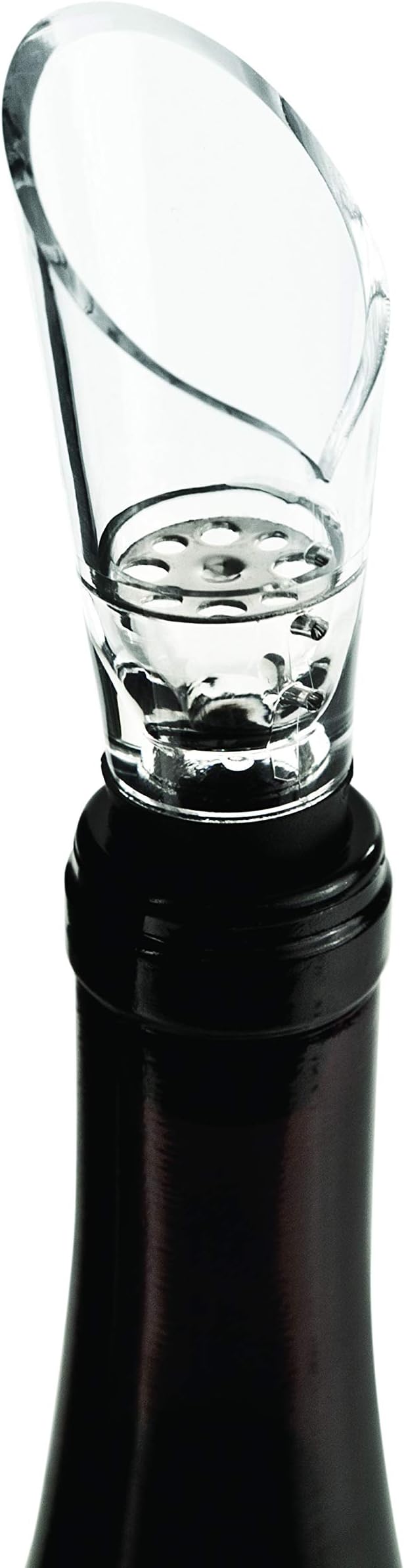 True Aerial Wine Aerator Pourer Spout for Standard Red Wine Bottles, Durable Clear Acrylic and Rubber, Drip Free Pour and Tight Seal, Gifts for Women, Kitchen & Home Bar Accessories, Set of 1