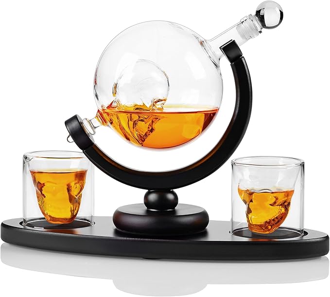 FrutPunch Whiskey Decanter Set, Decanter Set for Men with Two Cups, Suitable for Spirits, Bourbon, Cocktails, Vodka, Scotch Whiskey, 28OZ, Cup is 2.7OZ