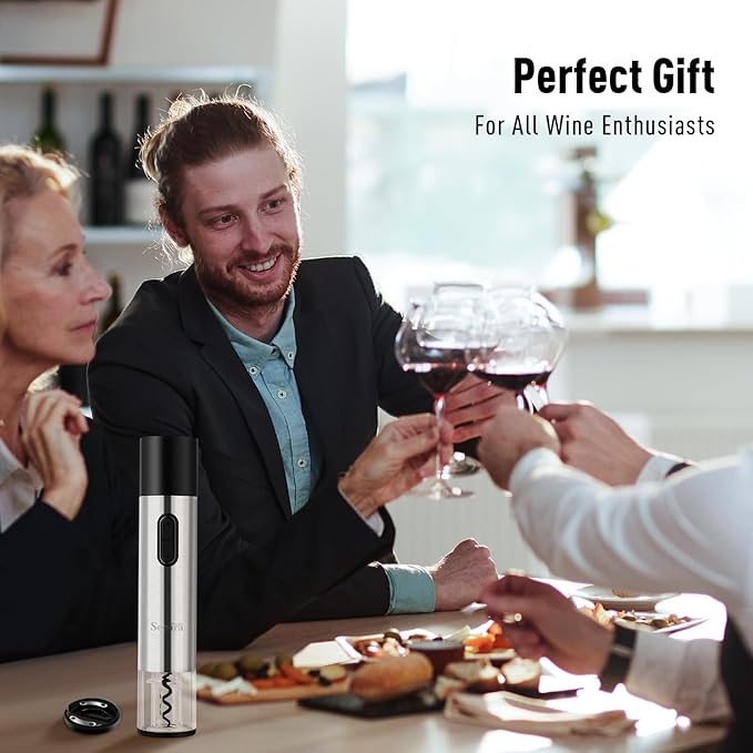 Secura Home Electric Wine Bottle Opener and Beer Opener 2-in-1, Rechargeable Automatic Corkscrew with Foil Cutter, One-click Wine Opener Electric for Home Kitchen Party Wedding
