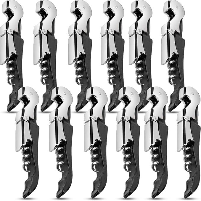 12 Pieces wine key wine opener Professional Waiter Corkscrews Stainless bottle opener Fold Serrated Foil Cutter Key for Family, Company Party,Bars,Restaurants(black)