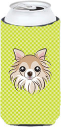 Caroline's Treasures BB1313TBC Checkerboard Lime Green Chihuahua Tall Boy Hugger Can Cooler Sleeve Hugger Machine Washable Drink Sleeve Hugger Collapsible Insulator Beverage Insulated Holder