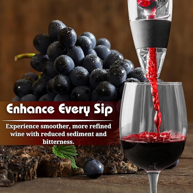 Wine Purifier with 5 Selective Sulfite Filters: Remove Sulfites and Histamines, Restore Taste, Aerate purified wine - Home gatherings business dinners holiday celebrations Exquisite Gifts