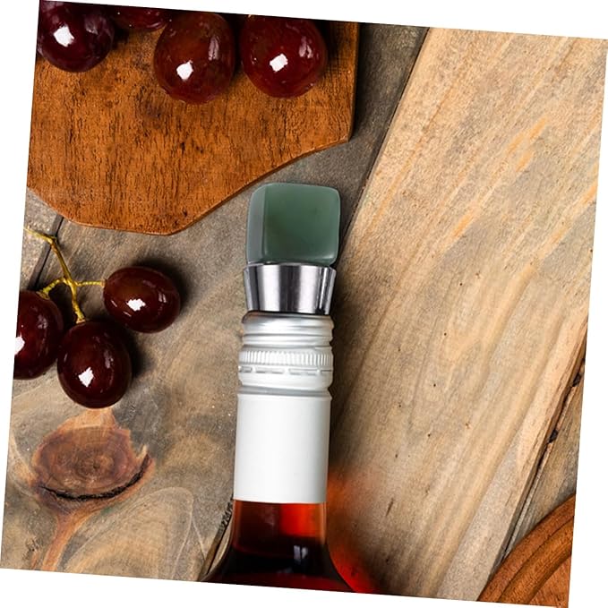 2pcs Cork Beverage Lids Wine Covers for Wine Bottles Keeping Fresh Bottle Tops Electric Tote Wine Cooling Stick Holders Drink Bottle Openers Tumbler Green Crystal Agate Jade