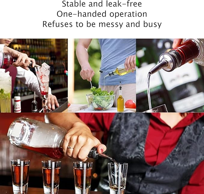 Liquor Pour Spouts, 12 Pack Classic Bottle Pourers Liquor Pourers with Flip Top, Stainless Steel Pour Spout for Liquor Bottles, for Alcohol, Olive Oil,Bar Bartender Accessories