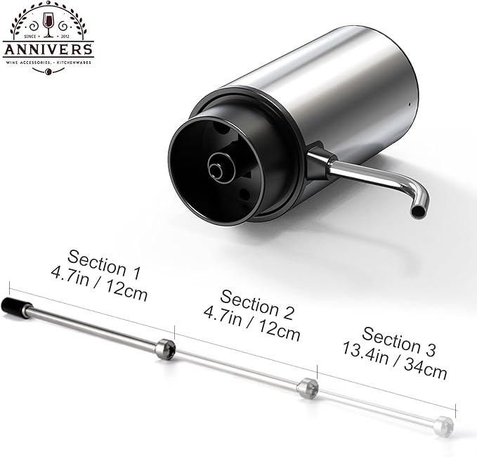 Electric Wine Decanter Automatic Wine Aerator Dispenser Pourer, USB-C Rechargeable Storage Base Stainless Steel Tube One-Touch Pump for All Btls, Aérateur Distributeur de Vin Électrique