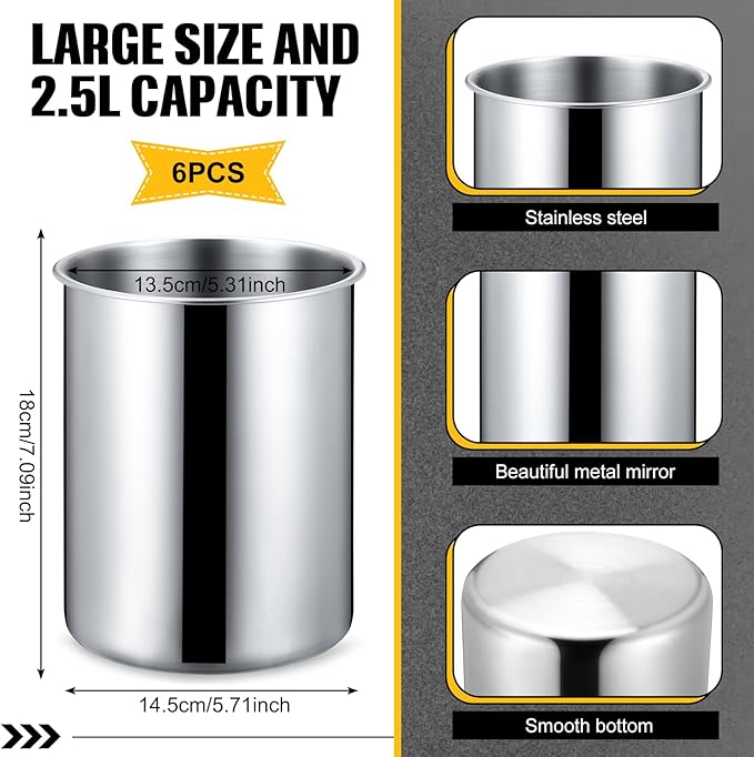 Domensi 6 Pcs Wine Chiller Bucket 750 ML Champagne Bucket Stainless Steel Wine Chillers for Bottles Keeps Cold for Hours Cooler Insulated Champagne Beer Ice Bucket