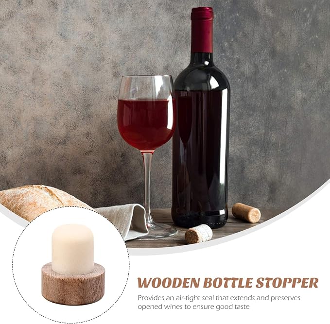 Wooden Wine Bottle Stopper 6Pcs T-shaped Stopper Cork Wine Stopper Bottle Stoppers Reusable Wine Bottle Stopper Wine Sealing Plug Bottle Cap for Wine Beer Bottles DIY Craft