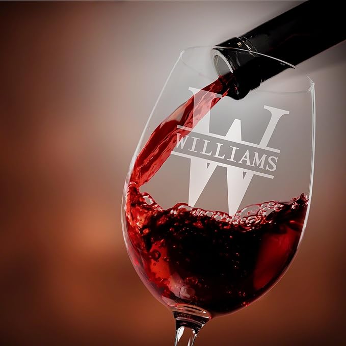 HomeWetBar Personalized Wine Glass with Long Stem - Fancy Stemmed Wine Glass