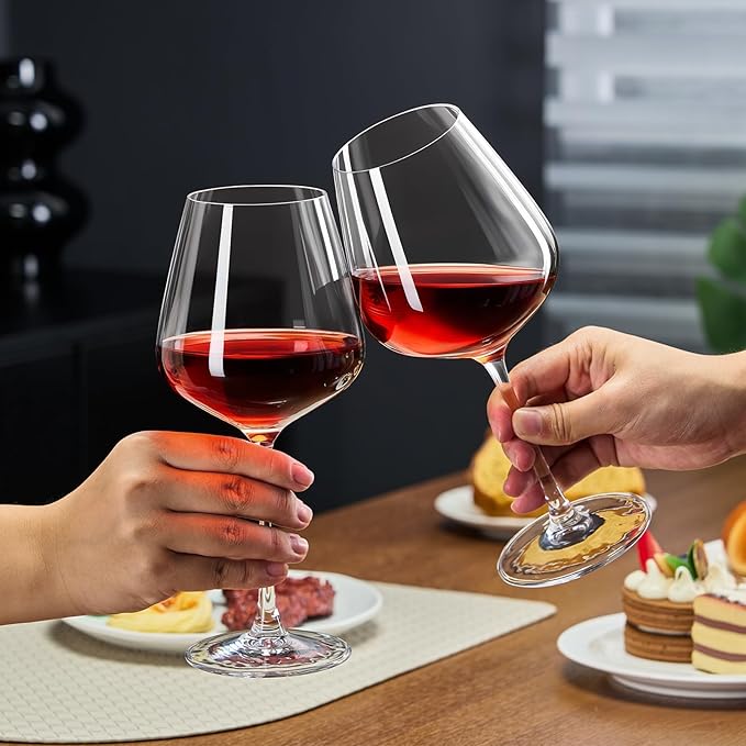 PARACITY Wine Glasses, christmas gift, Clear Glass, Long Stem Wine Glass for Red and White Wine - 10 OZ (Set of 2) (2, 20, Fluid Ounces)