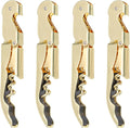 uxcell 4Pcs 5" Wine Openers Waiter Corkscrew Professional Red Wine Bottle Opener Double Hinged with Foil Cutter for Servers Bartender, Gold