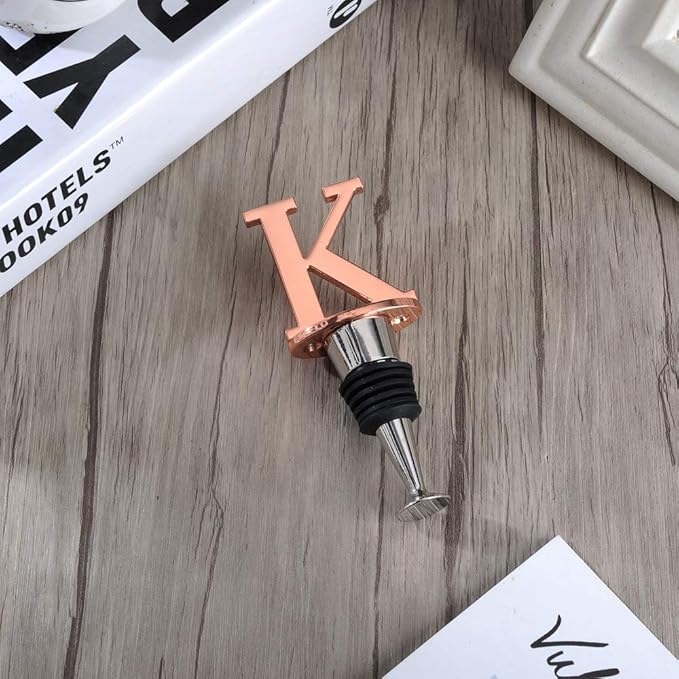 Miicol Prosecco Stopper, Rose Gold Initial Wine Stopper - Personalised Champagne Gift, Funny Kitchen Decor