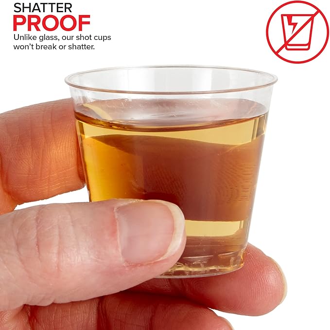 Stock Your Home 1,000 Mini Plastic Shot Glasses (1oz) Clear Disposable Cups for Jello Shots, Wine Tasting, Liquor, Whiskey, Pudding, Sample Cup for Halloween and Elegant Parties