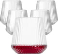 Lueumxc 40 Pack Plastic Ribbed Wine Glasses, 14Oz Origami Disposable Wine Glasses Unbreakable Clear Plastic Cocktail Glasses Recyclable Shatterproof Reusable Wine Cups (14oz 40pack)