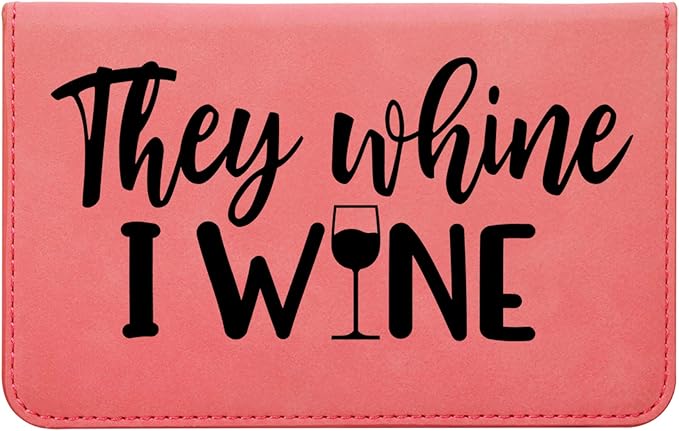 Leatherette 2-Piece Wine Tool Set - They Whine I Wine (Pink w/Black)