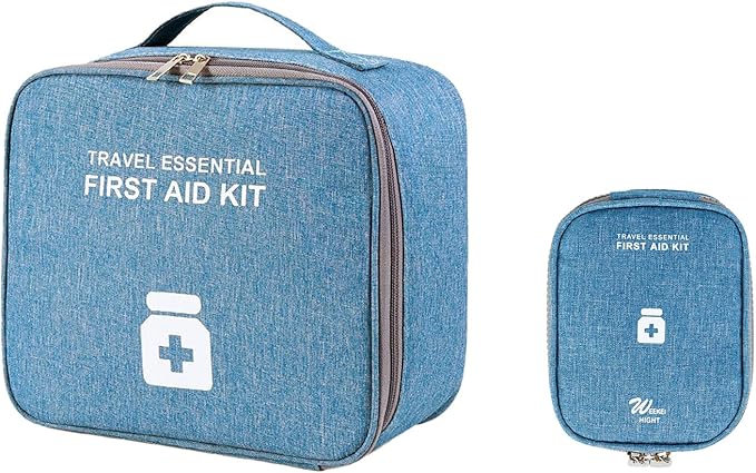 TOPASION First Aid Bags Empty, Travel Medicine Bag, Medical Supplies Organizer Bag, Portable Kit for Traveling, Car, Home, Camping, Office, Hiking, Outdoor (Cationic Sky Blue)