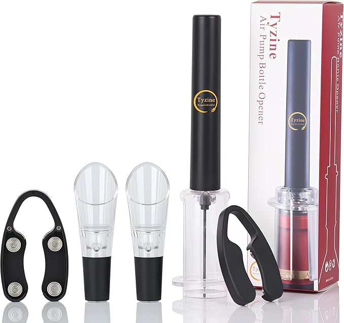 Air Pressure Pump Bottle Opener With Foil Cutter And Aerator Pourer,Simple Cork Remover,Efficient Corkscrew Bottle Opener,Great For Wine Lovers,Perfect Wine Gift. (Black 5 set)