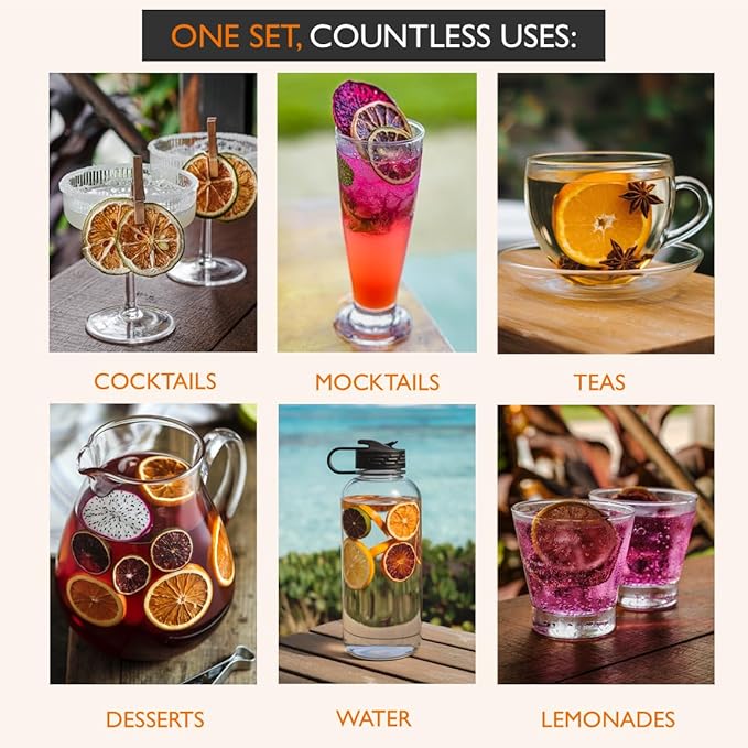 MILLIN GOURMET GARNISH GIFT SET with COCKTAIL PICKS I 100% Natural Dehydrated fruits I Professional Bartenders Men Women Corporate Liquor Holiday Unique Gift -Medium (35 slices + 8 picks)