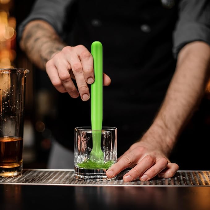 Baderke 8 Pcs Muddler for Cocktails Plastic Bar Muddler Bulk 8 Inch Bar Accessories Tools Set for Home Ice Crusher Bartender Accessories Mojito Fruit Drink (Classic,Lime Green)