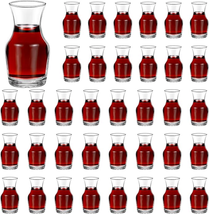 Remagr 36 Pack Single Serving Wine Carafe Glass Small Mini Carafe Individual Wine Refill Decanter for Dinner Parties Tastings Bars Restaurants (6.5 oz)