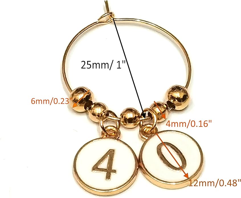 Number Wine Glass Charms - 2 Set of 20pcs Round 0-9 Figures Number Wine Charms for Stem Glasses - Tasting Party Supplies Drink Markers Cup Glass Charm Rings