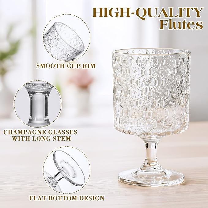 FillTouch 24 Pcs Mini Wine Glasses Bulk, 7.5 oz Small Acrylic Goblets Set, Unbreakable Clear Wine Cups Bulk Cocktail Glasses for Mother's Day Wedding Birthday Guest Graduation Party Supllies (Begonia)