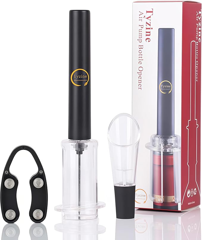 Air Pressure Pump Bottle Opener With Foil Cutter And Aerator Pourer,Simple Cork Remover,Efficient Corkscrew Bottle Opener,Great For Wine Lovers,Perfect Wine Gift. (Black 3 set)