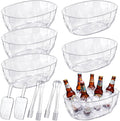 6 Pcs 3 L Ice Buckets with Scoops and Tongs Clear Plastic Ice Bucket Beverage Tubs Acrylic Champagne Cooler for Cocktail Bar Drink Cooler Holder for Mimosa Bar Supplies Chiller Bin