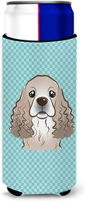 Checkerboard Blue Cocker Spaniel Ultra Beverage Insulators for slim cans BB1154MUK