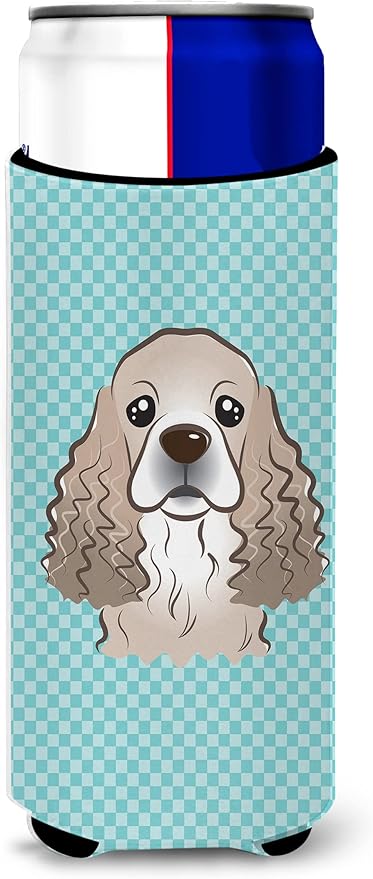 Checkerboard Blue Cocker Spaniel Ultra Beverage Insulators for slim cans BB1154MUK