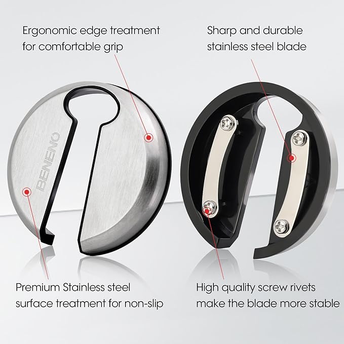 Beneno Wine Opener with Stainless Steel Wine Foil Cutter - Bottle Top Seal Cutter, Zinc Alloy Premium Wing Corkscrew with Multifunctional Bottles Opener, Ash silver